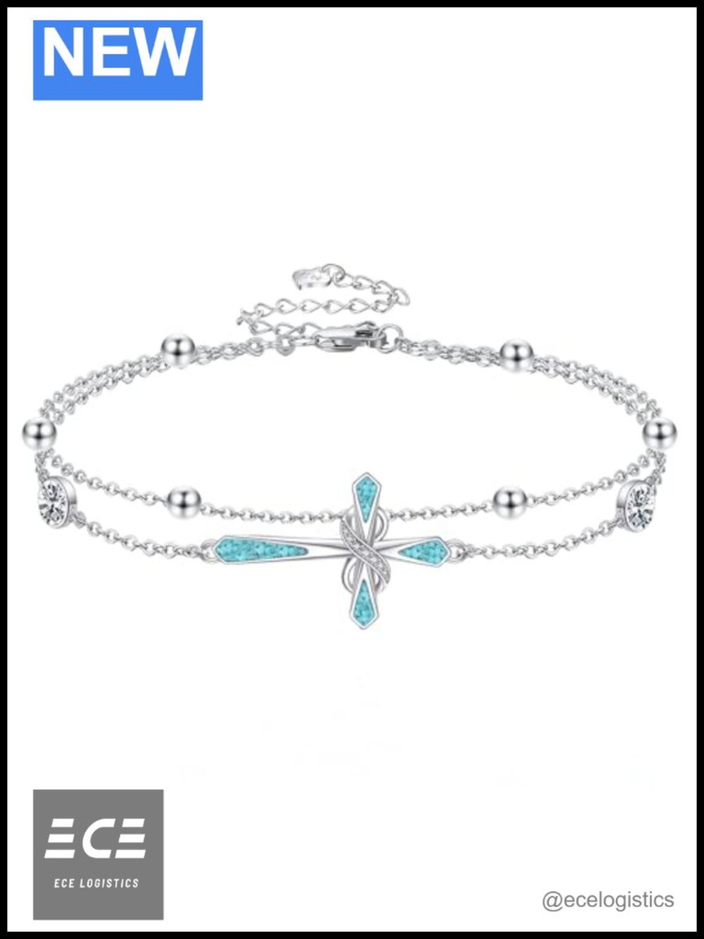 Sterling Silver Infinity Cross Bracelet Adjustable Link for Women
